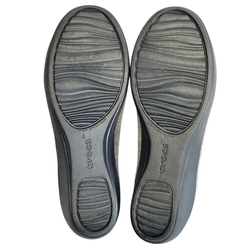 Crocs Busy Day Stretch Ballet Wedge Shoes Womens 9 Slip On Gray Dual Comfort